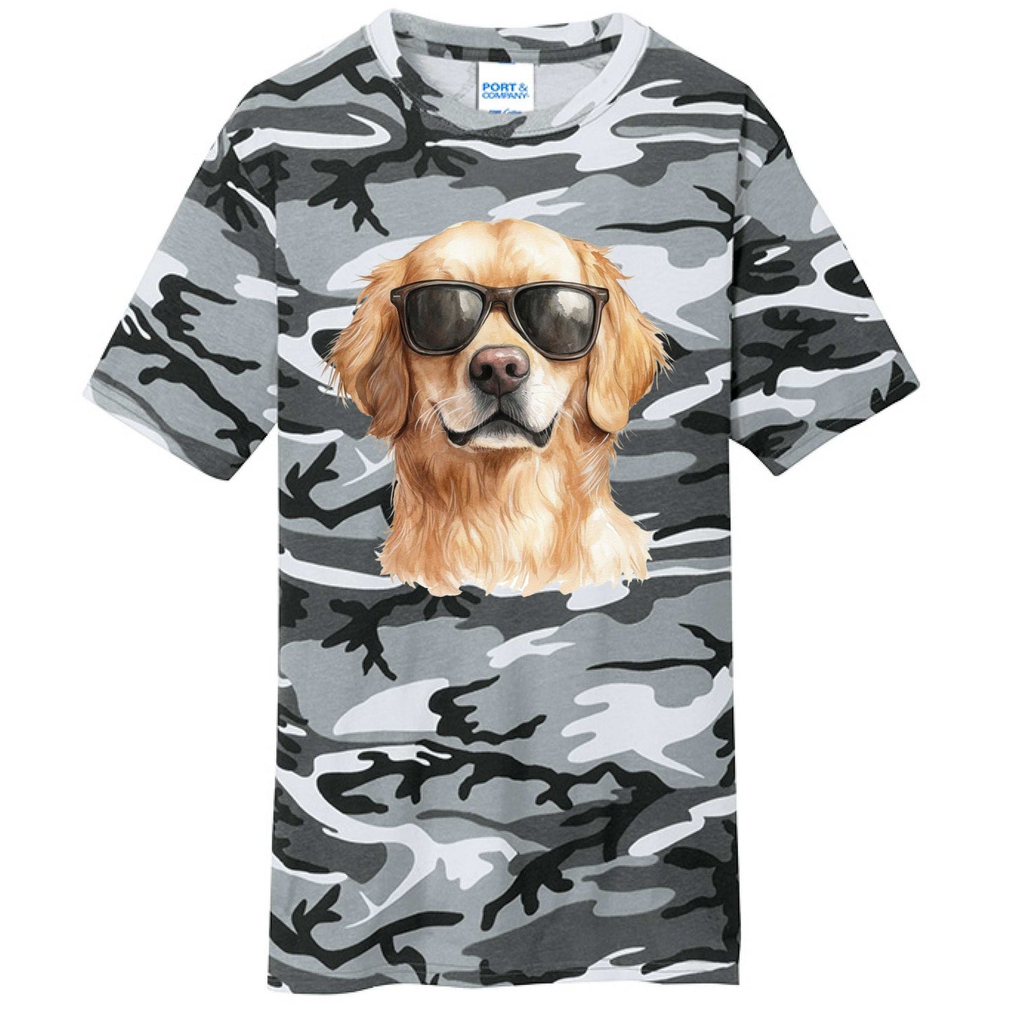 Golden Retriever Camo Tee - Cool Dog with Sunglasses - Purrfect Pet Haven