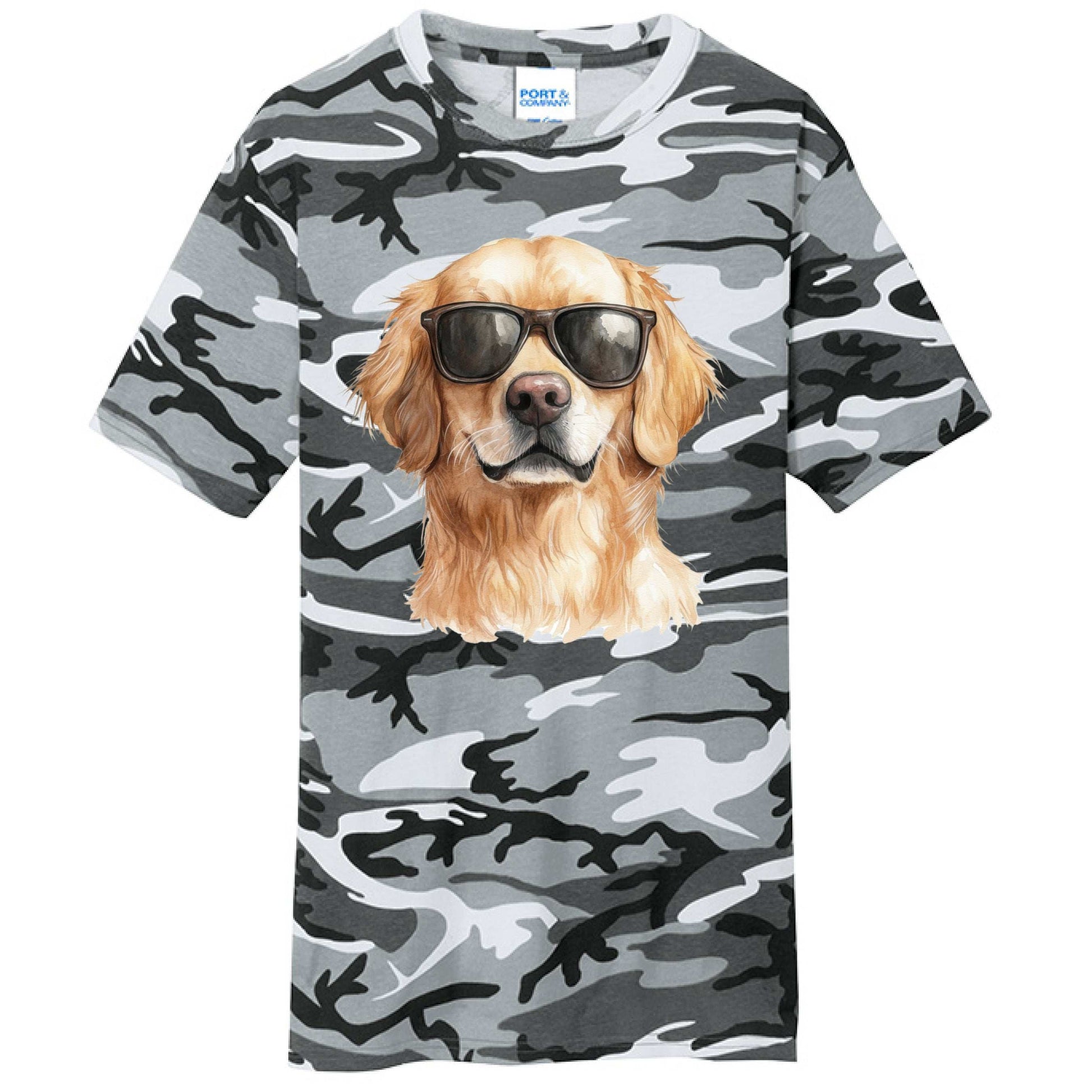 Golden Retriever Camo Tee - Cool Dog with Sunglasses - Purrfect Pet Haven