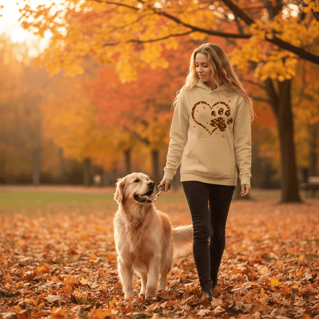 Heart & Paw Fall Hoodie - Autumn Dog Lover Sweatshirt - Purrfect Pet Haven