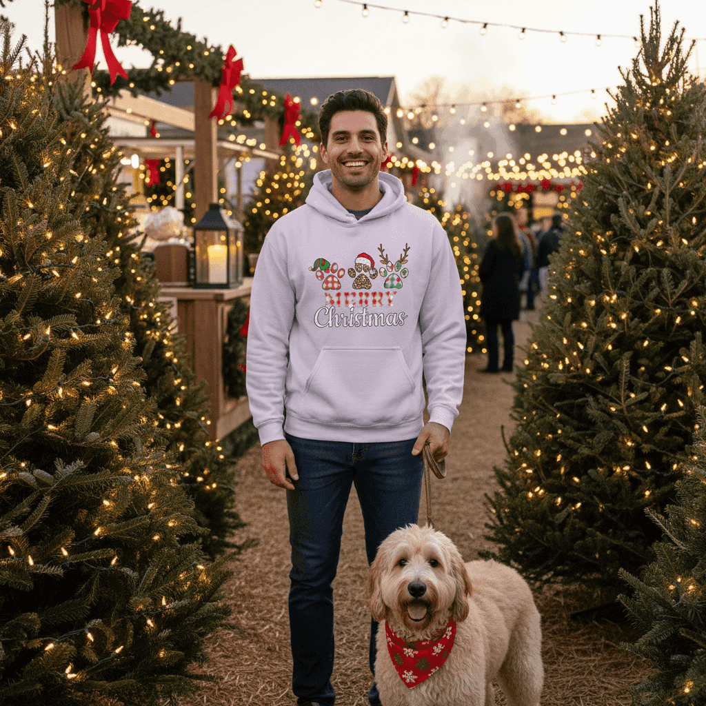 Merry Paws Hoodie - Cute Christmas Pet Lover Sweatshirt - Purrfect Pet Haven