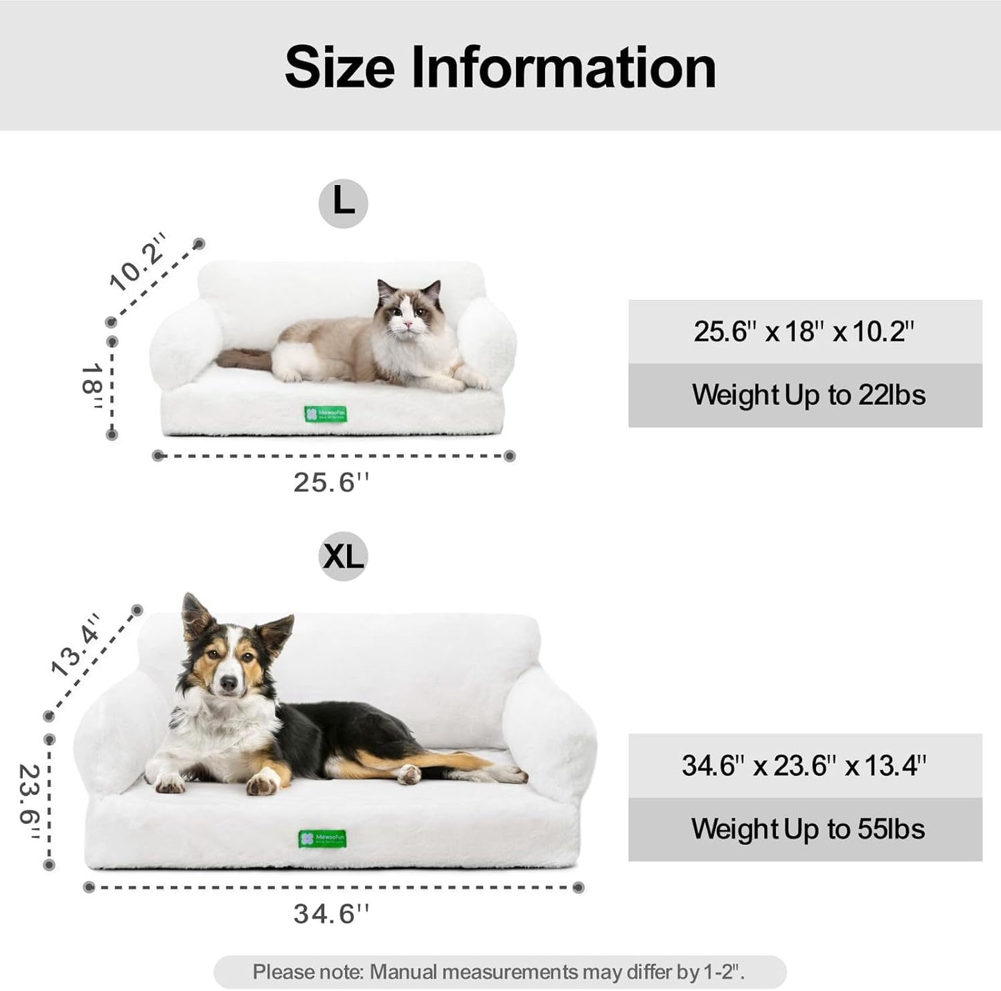Printify Orthopedic Egg Foam Sofa pet beds in large and extra large sizes with dimensions and weight limits