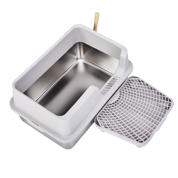 Wefulfil Cat Litter Box with Scoop stainless steel inner tray removable sifting grid