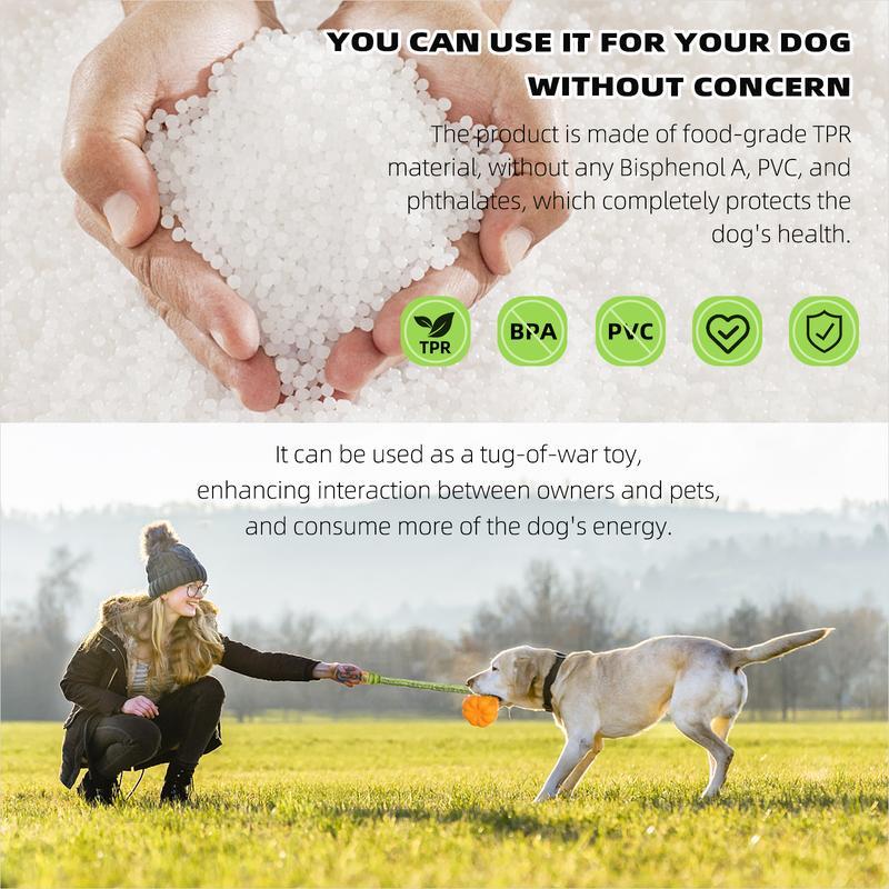 Wefulfil indestructible dog rope toy in orange with TPR material shown in tug of war outdoors