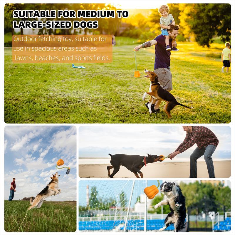 Wefulfil indestructible dog rope toy with orange fetch ball and handle for outdoor play with medium to large dogs