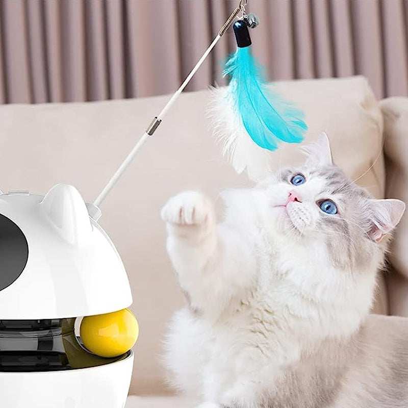 Purrfect Pet Haven Laser and Chasing Cat Toy automatic white rotating ball and feather wand with cat batting