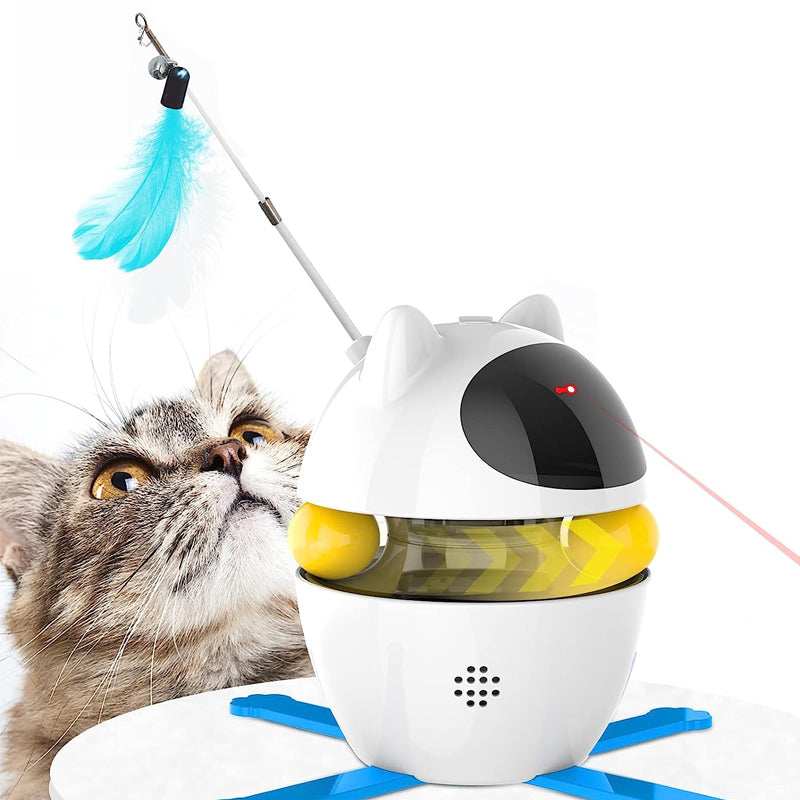 Purrfect Pet Haven Laser and Chasing Cat Toy white automatic cat ear toy with laser rotating track and feather teaser