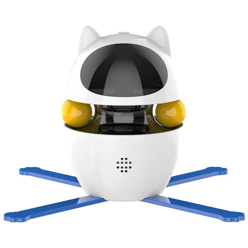 Purrfect Pet Haven Laser and Chasing Cat Toy automatic white cat robot with yellow balls and blue base