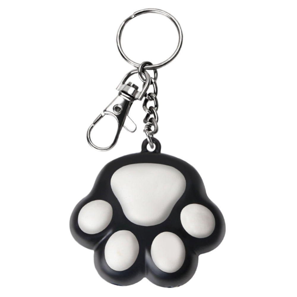 Purrfect Pet Haven Interactive Cat Toy paw shaped black and white keychain with metal ring and clasp