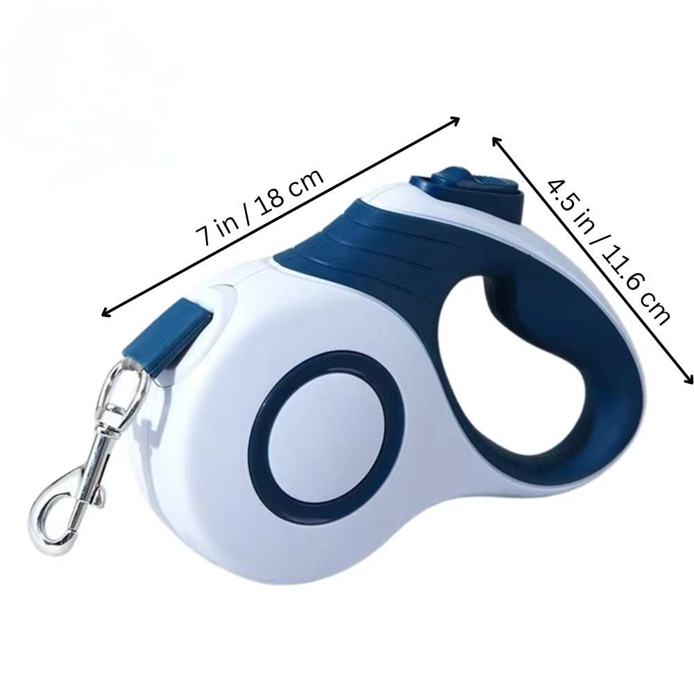 Purrfect Pet Haven Retractable Dog Leash white and navy ergonomic handle with metal clip