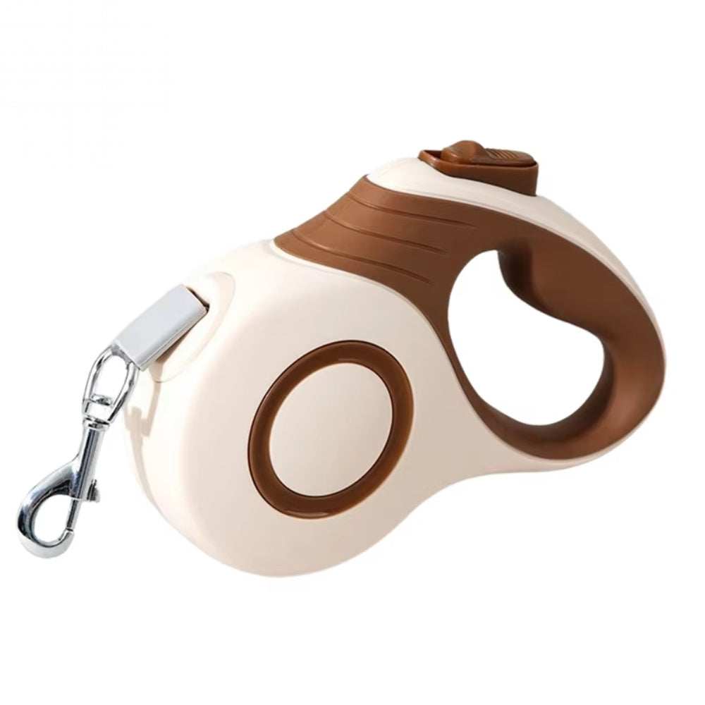 Purrfect Pet Haven Retractable Dog Leash beige and brown ergonomic handle with metal clip