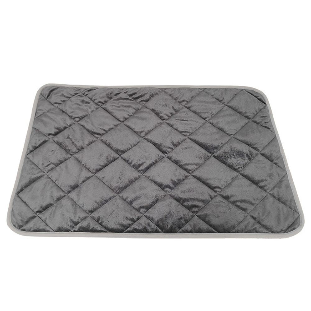 Purrfect Pet Haven Self Heating Pet Pad gray quilted plush mat for cats and small dogs warmth and comfort