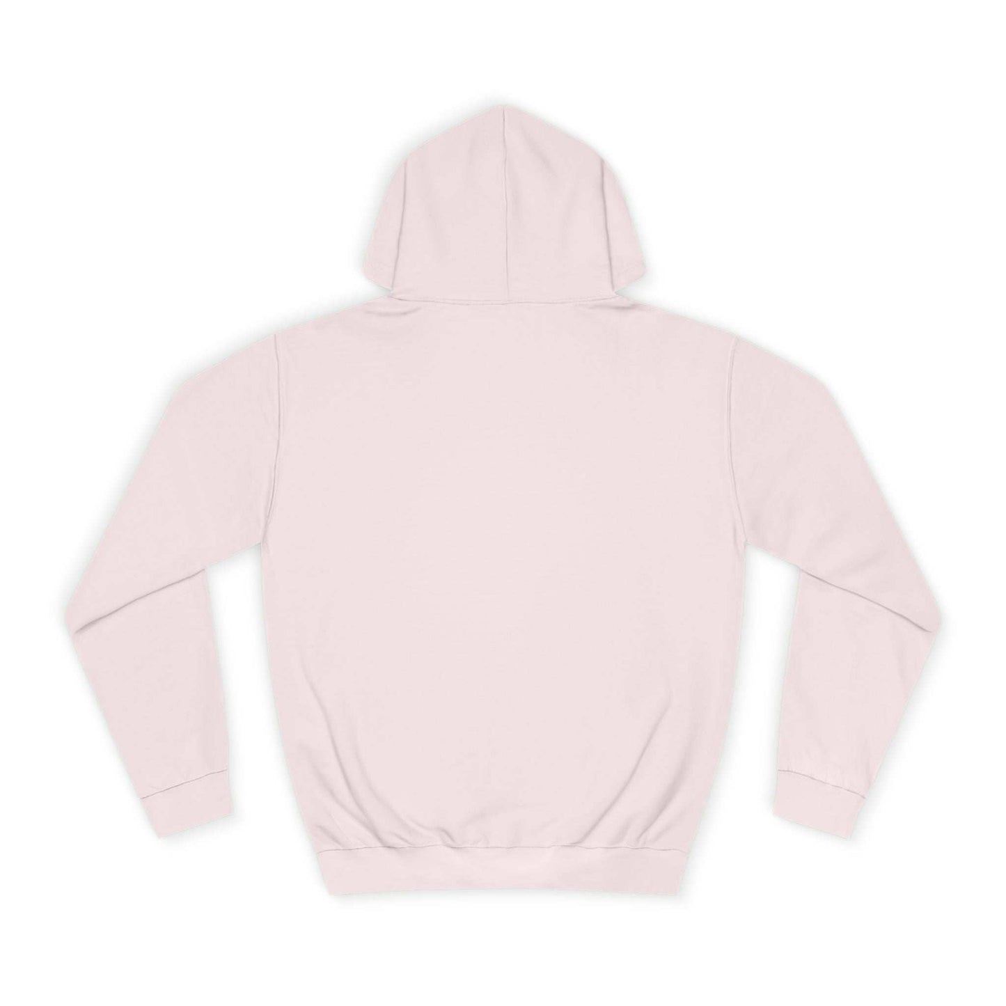 Stay Pawsitive Unisex Hoodie light pink back view flat lay with hood long sleeves ribbed cuffs and hem