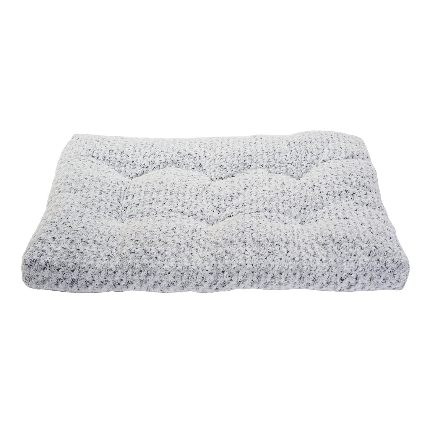 Wefulfil gray tufted plush dog crate bed pad with soft knitted texture rectangular cushion