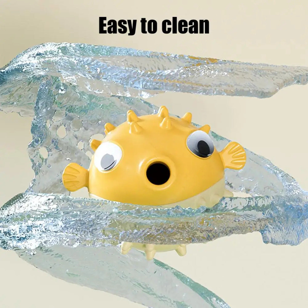 Wefulfil yellow puffer fish shaped dog chew toy with center hole floating in water easy to clean