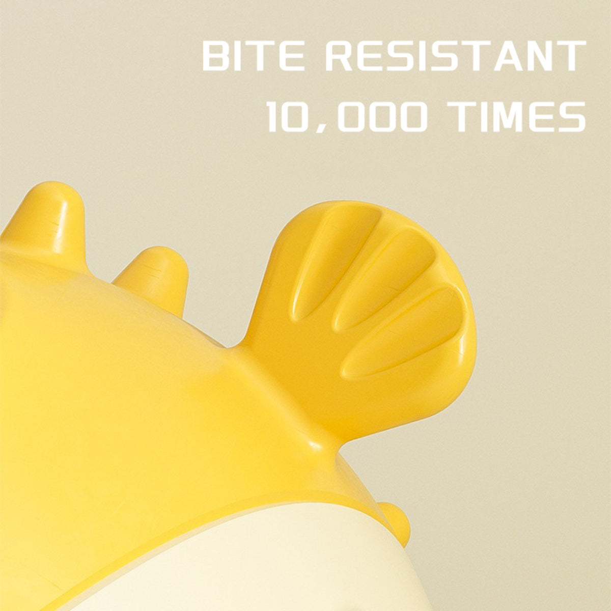 Wefulfil yellow fish shaped dog chew toy close up showing durable bite resistant fin and smooth surface
