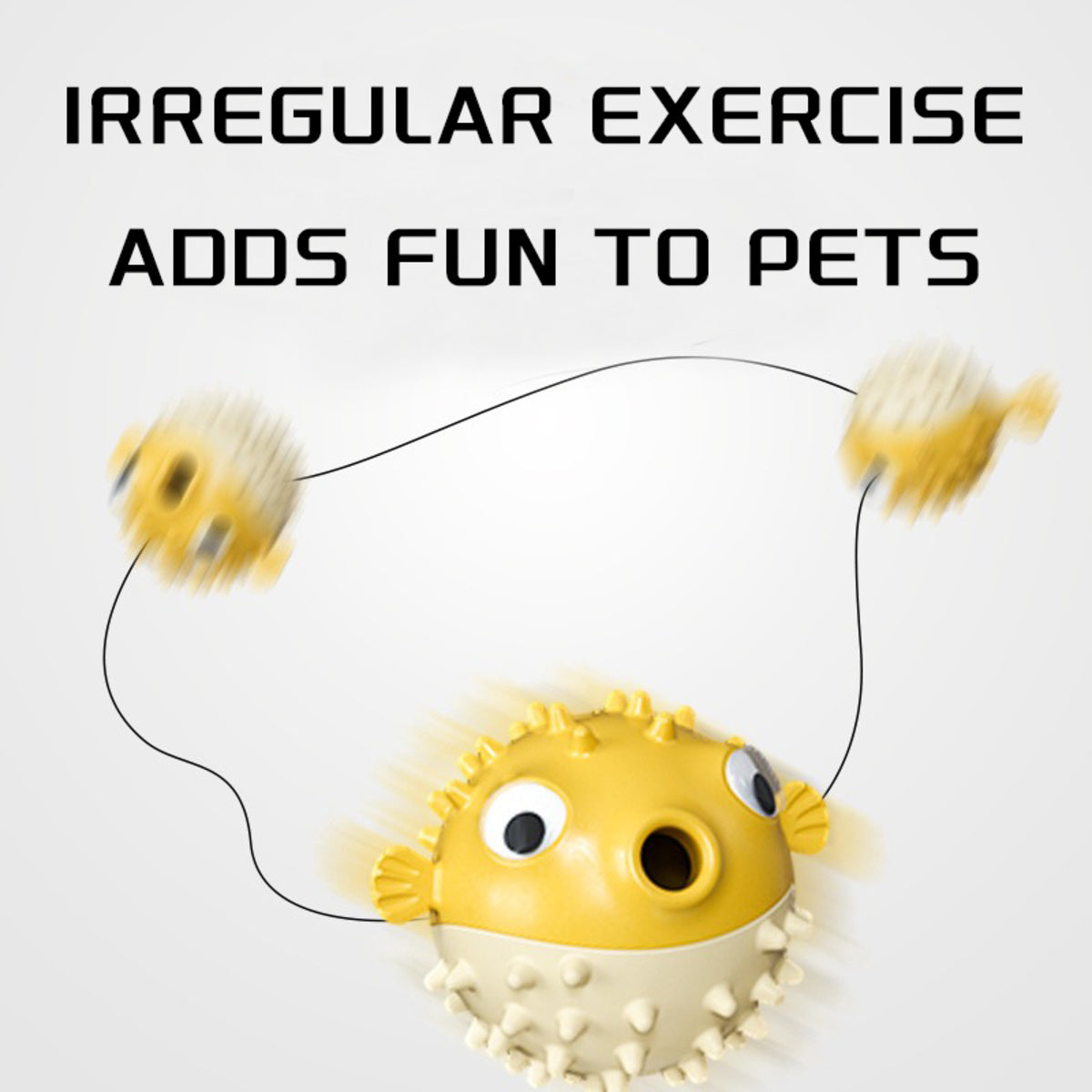 Wefulfil fish shaped dog chew toy yellow puffer ball with textured spikes and playful roll for pet exercise