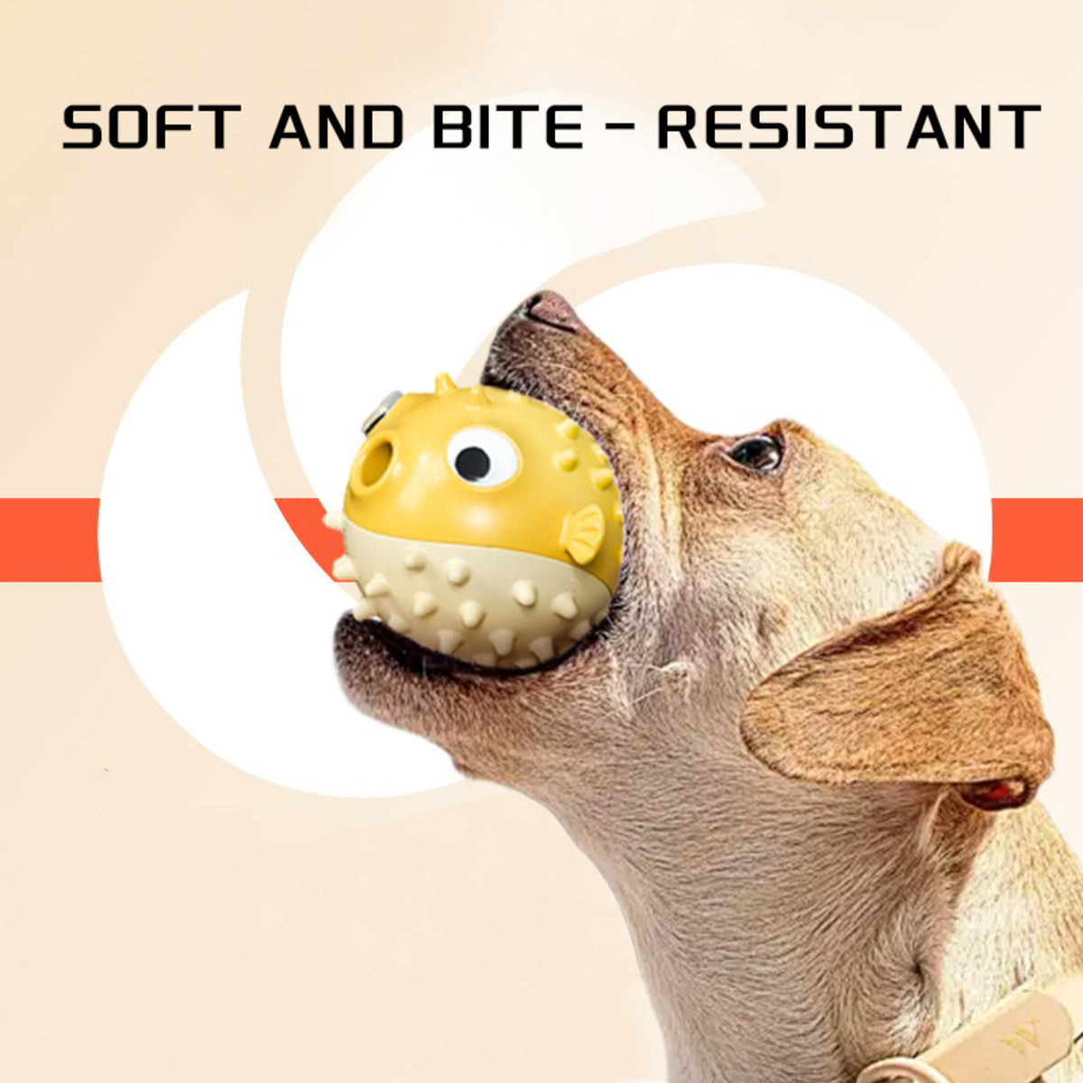 Wefulfil fish shaped dog chew toy yellow puffer held in small dogs mouth soft bite resistant