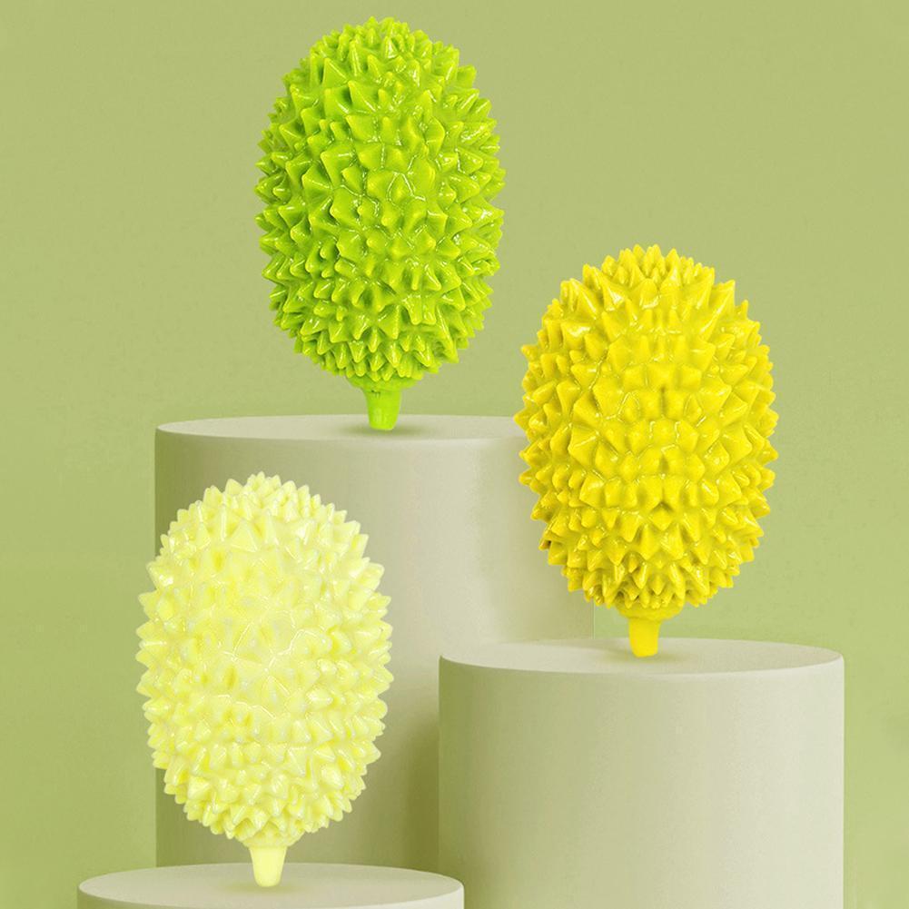 Wefulfil durian shaped dog chew toy pack of three spiky rubber chew toys in green and yellow