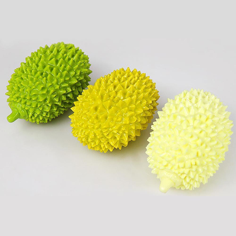 Wefulfil durian shaped dog chew toy set of three spiky rubber fruits in green yellow cream