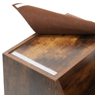 Wefulfil Pet Bunk Bed wooden frame with removable soft brown felt cushion cover