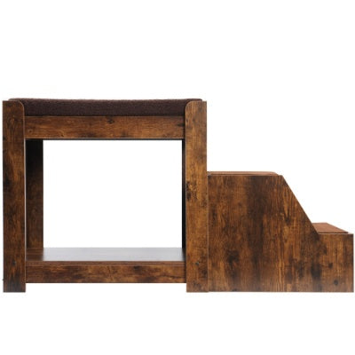 Wefulfil wooden Pet Bunk Bed with cozy cushion and side stairs for small pets