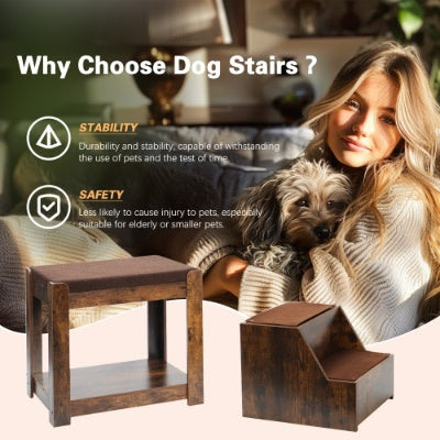 Wefulfil Pet Bunk Bed with durable wooden dog stairs for stability and safety for small and elderly pets