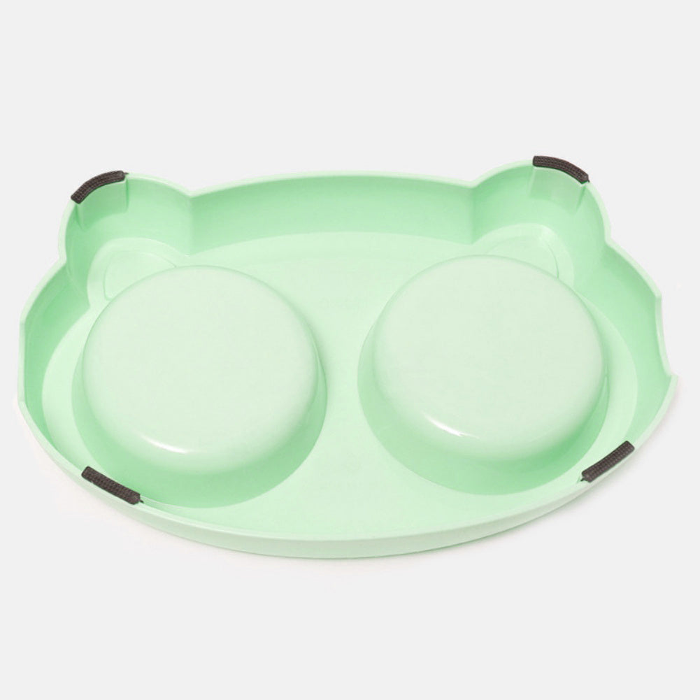 Wefulfil pet feeder stainless steel bowls with mint green plastic base and non-slip pads
