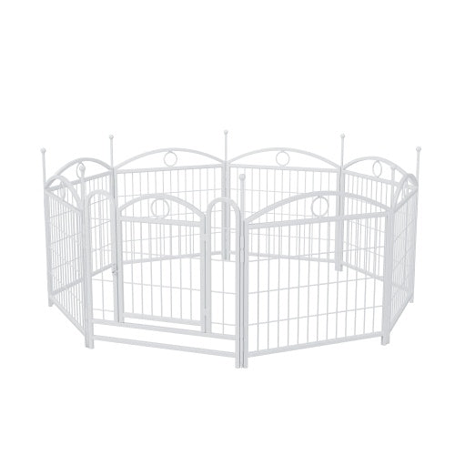 Wefulfil 8 Panel Metal Dog Playpen white octagonal metal pet play yard with access gate