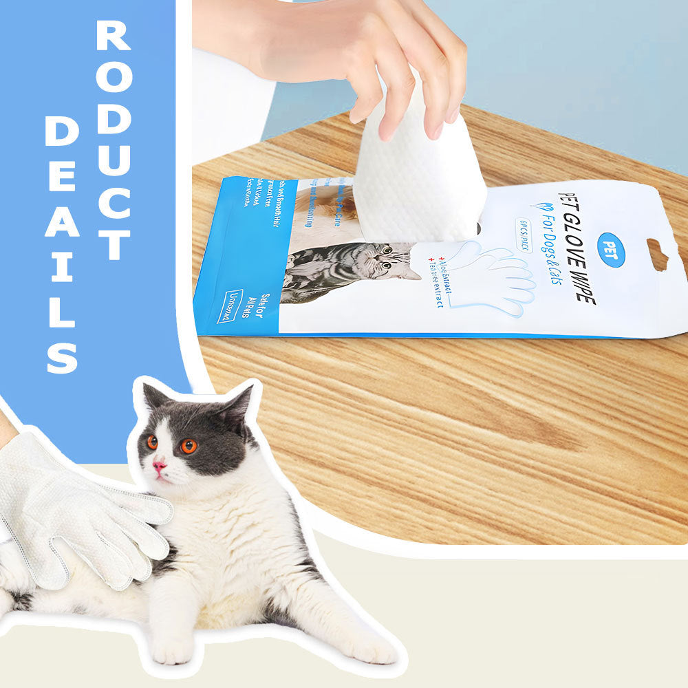 Wefulfil pet cleaning wipes for dogs and cats package with hand pulling wipe and cat on wooden table