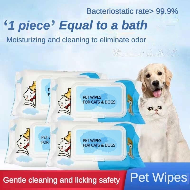 Wefulfil plant-based pet wipes for dogs and cats pack of moisturizing cleansing wipes with dog and cat