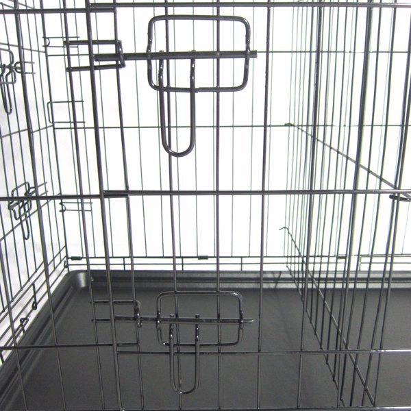 Wefulfil Black Dog Cage metal wire crate with removable plastic tray and double door latches for pets