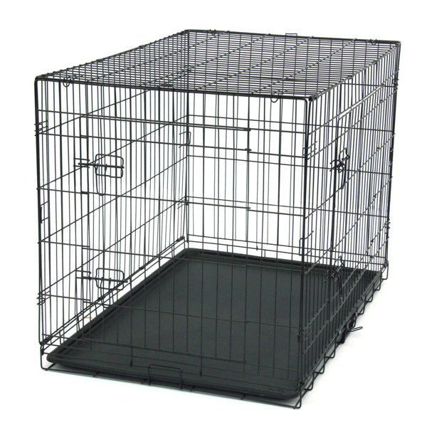 Wefulfil Black Dog Cage collapsible metal wire crate with removable plastic tray for home use
