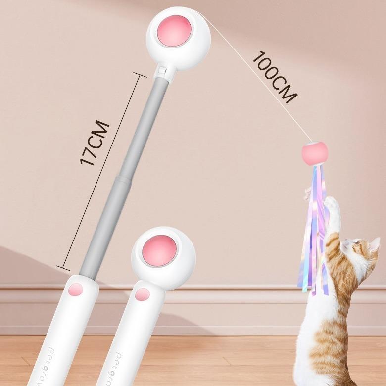 Wefulfil Retractable Interactive Laser pet toy with extendable rod and dangling lights for cat entertainment