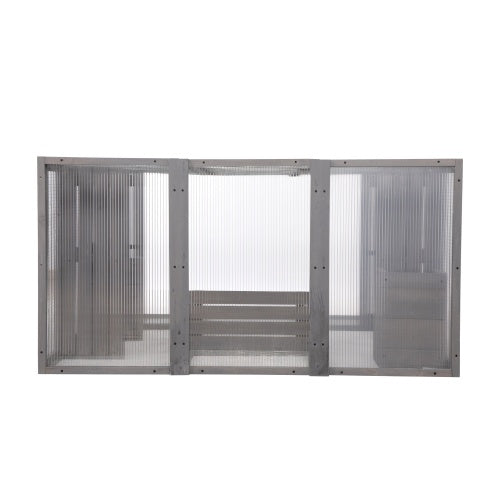 Wefulfil Outdoor Cat Enclosure Cage three panel clear corrugated panels with gray wood frame for window or balcony