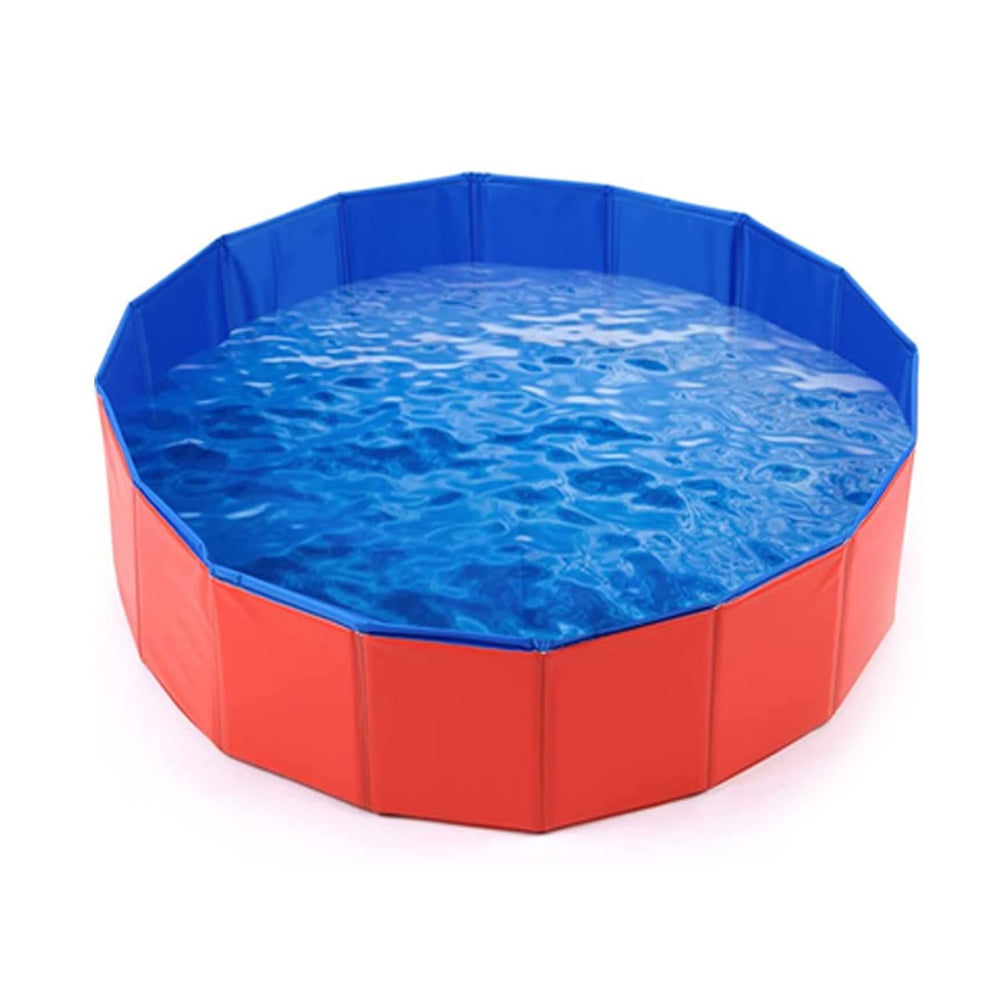 Purrfect Pet Haven foldable red and blue Pet Outdoor Swimming Pool for dogs and cats portable play and cooling