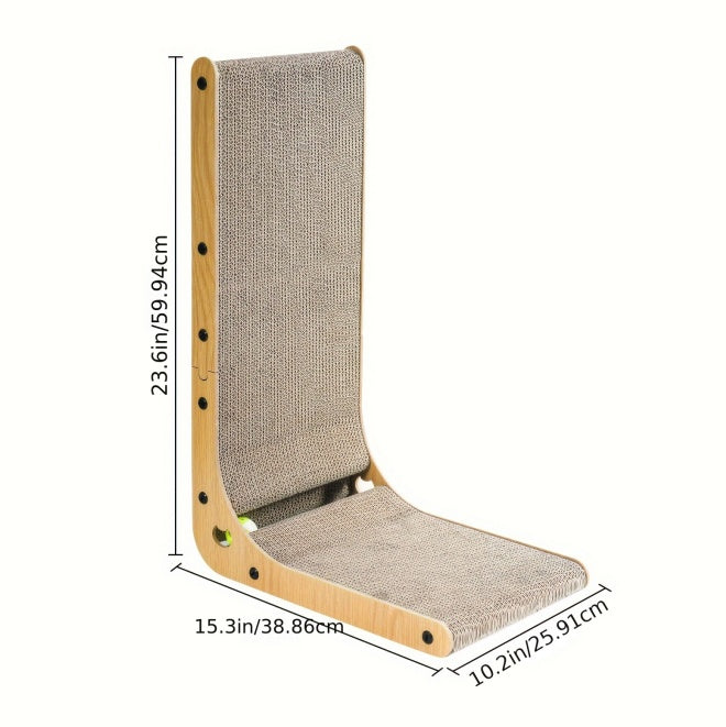 Wefulfil large cat scratching board light wood frame beige sisal curved L shape with mounting holes