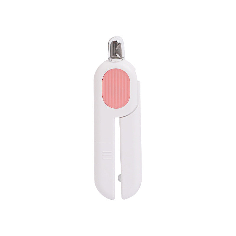 Wefulfil LED pet nail clippers white and pink compact safety trimmer with built in LED light for dogs and cats