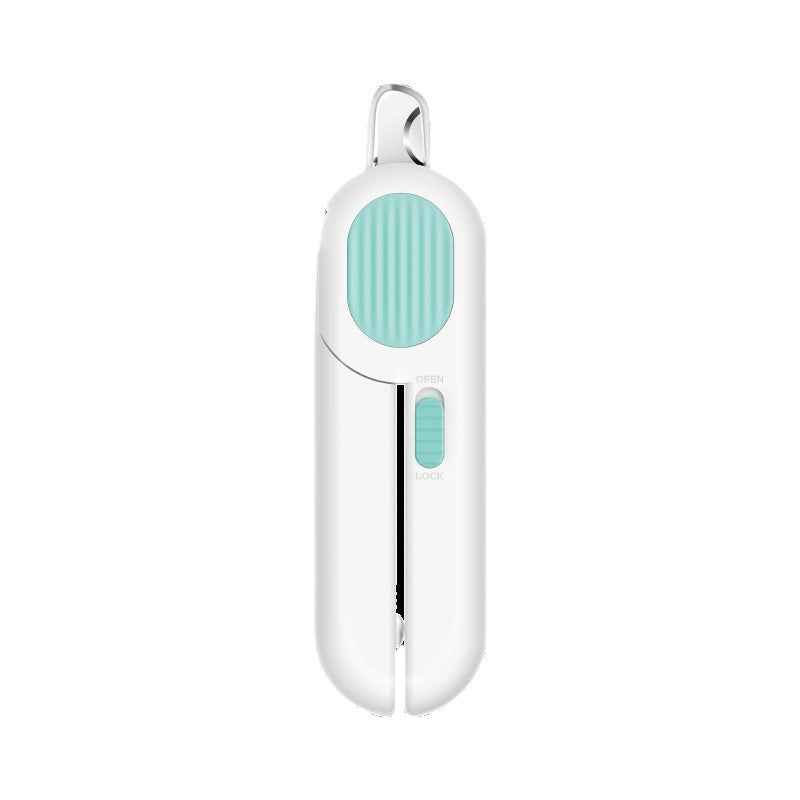 Wefulfil LED pet nail clippers white and mint compact safety design with built in light for precise trimming