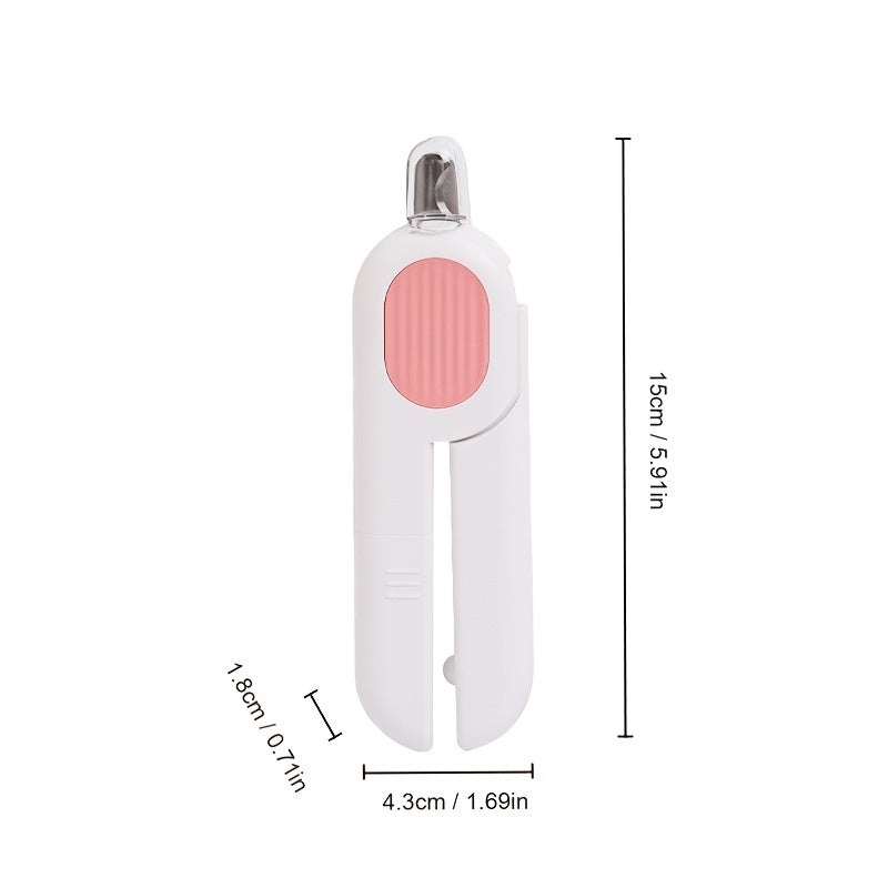 Wefulfil LED pet nail clippers white pink compact foldable trimmer with safety guard and built in LED light