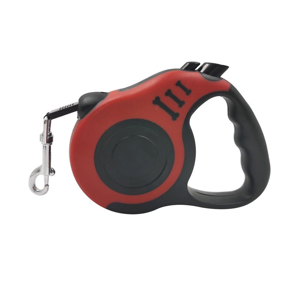 Wefulfil red and black Retractable Dog Leash with ergonomic handle and metal clip for pet walks