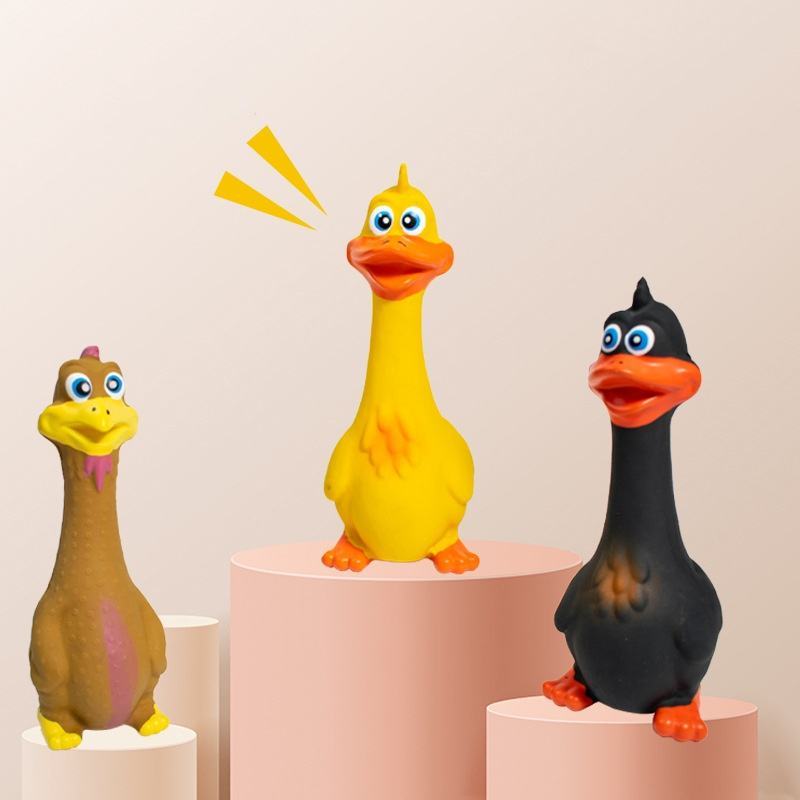 Wefulfil screaming chicken dog toys three squeaky rubber chicken chew toys in yellow black and brown