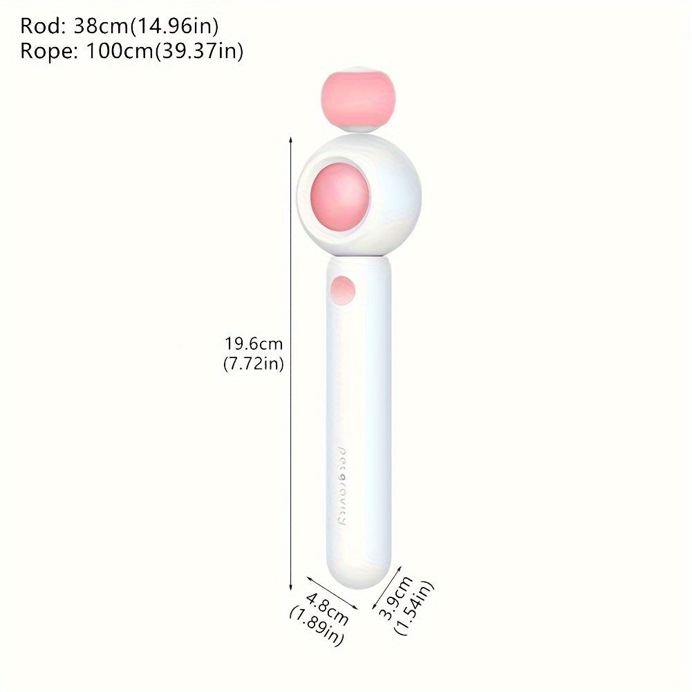 Wefulfil retractable cat wand toy white and pink extendable wand with push button handle and 100cm rope measurements