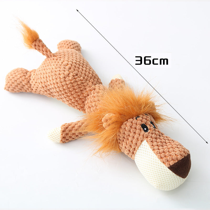 Wefulfil Plush Cartoon Animal Dog 36 cm brown textured chew toy with mane for small to medium dogs