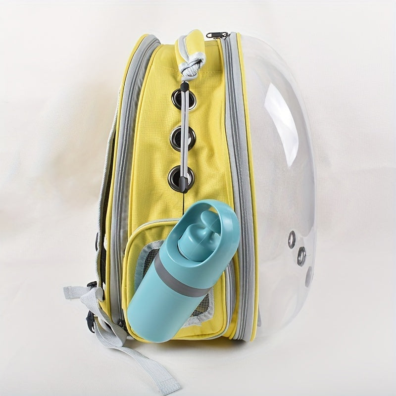 Wefulfil yellow pet carrier with attached blue portable dog poop scooper for easy cleanup