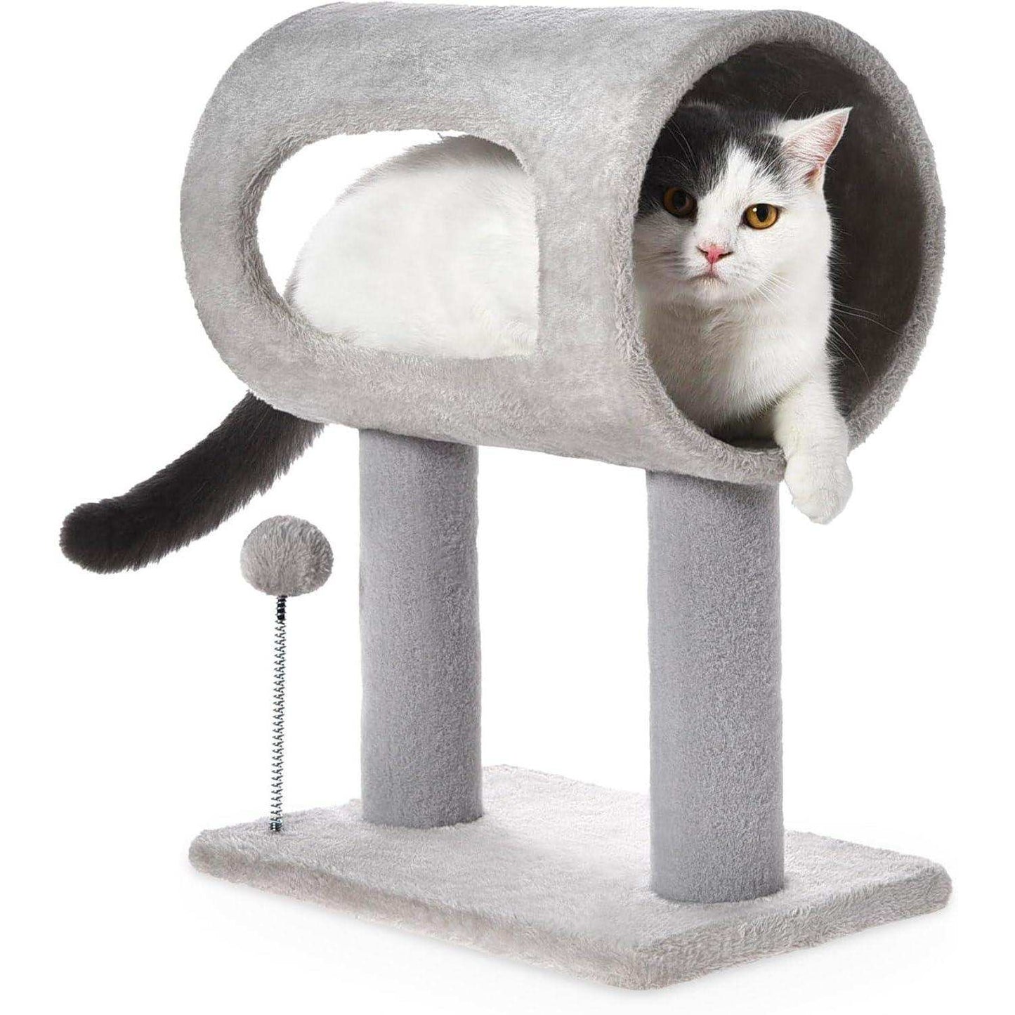 Gray Indoor Cat Tree - 20.5 Inch Tower - Purrfect Pet Haven
