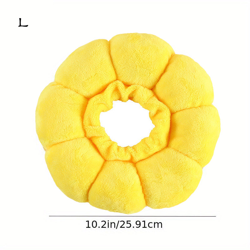 Wefulfil yellow plush Recovery Neck Cone for pets soft protective collar medium size