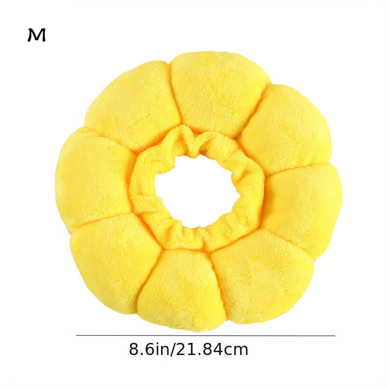 Wefulfil yellow plush Recovery Neck Cone for pets with soft padded design 8.6 inches diameter