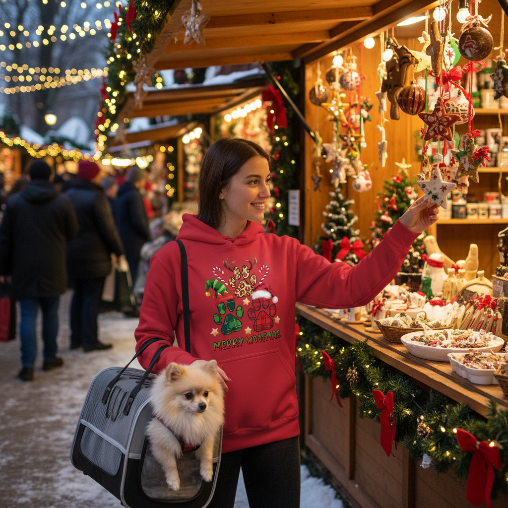 Red Merry Woofmas Hoodie Lifestyle
