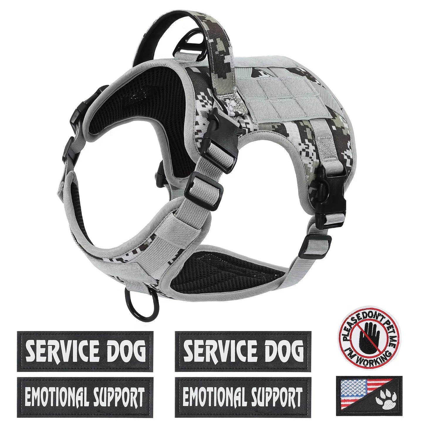 Wefulfil Reflective Service Dog Vest with adjustable straps and multiple service patches included