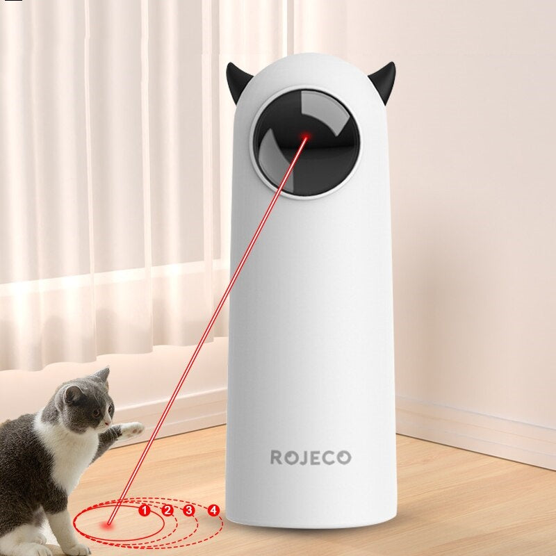 Purrfect Pet Haven Laser Cat Toy automatic white device with cat ear design projecting red laser dot for playful cats